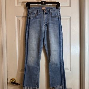 MOTHER Insider Crop Step Fray Light Kitty Racer Wide-Leg Jeans Sz 25